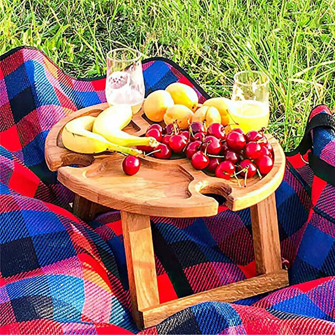 CheeseBoard Delights - Plateau Pliant avec Porte-Vin