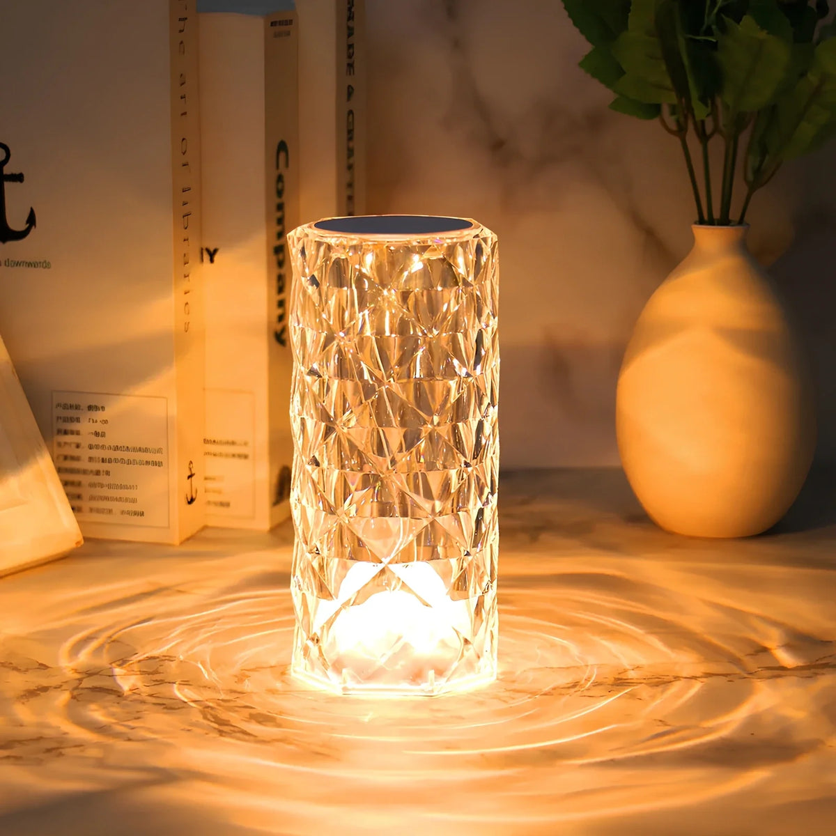 Lampe de table effet cristal, 16 couleurs, rechargeable