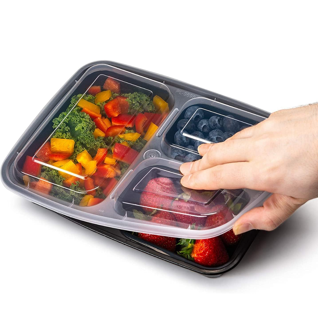 PrepMaster - Bento 3 Compartiments 900 ml (Lot de 20)