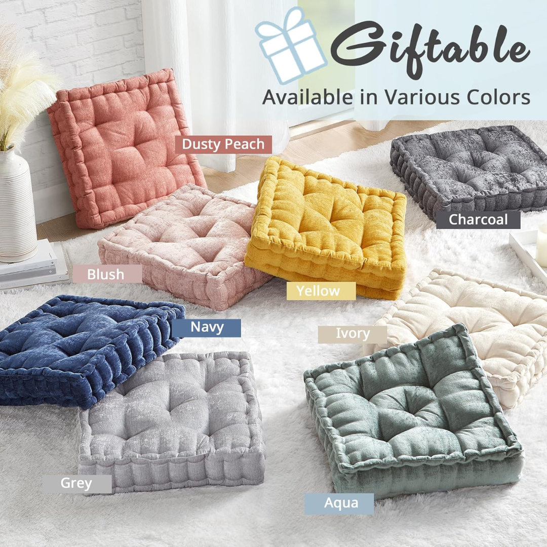 ZenComfort - Coussin de Sol en Chenille Moelleux