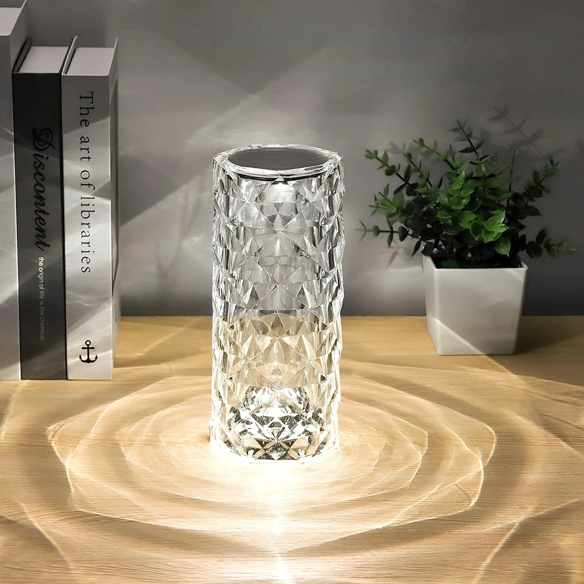 Lampe de table effet cristal, 16 couleurs, rechargeable