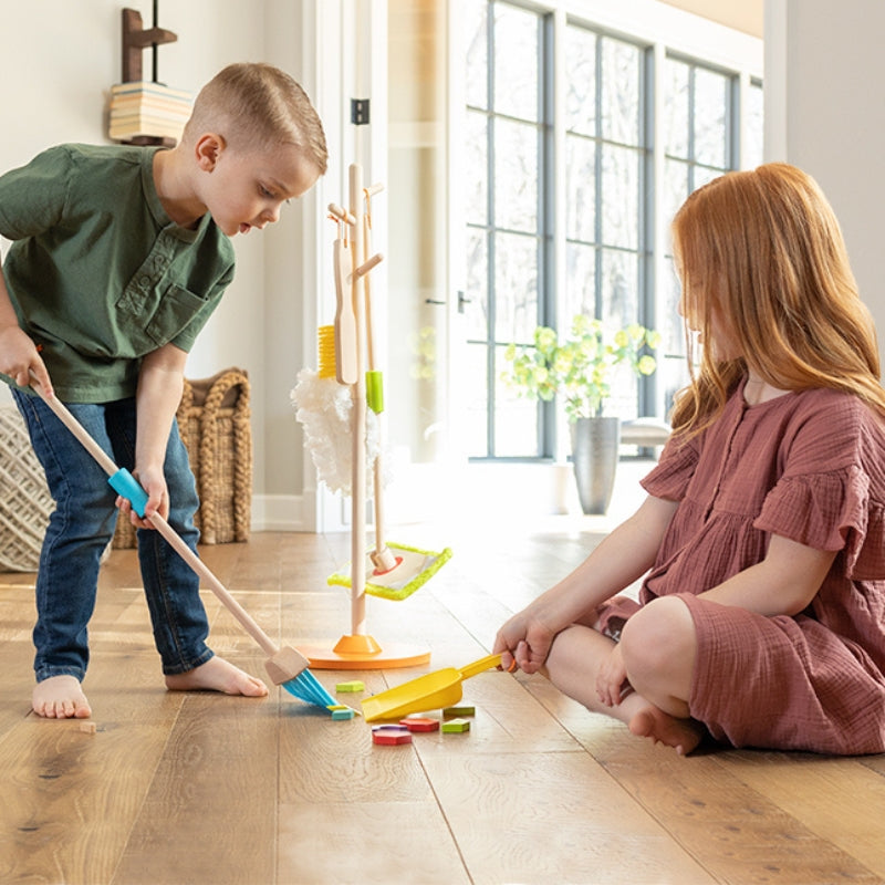 Kids' Wooden Cleaning Set with Stand, Ages 3+