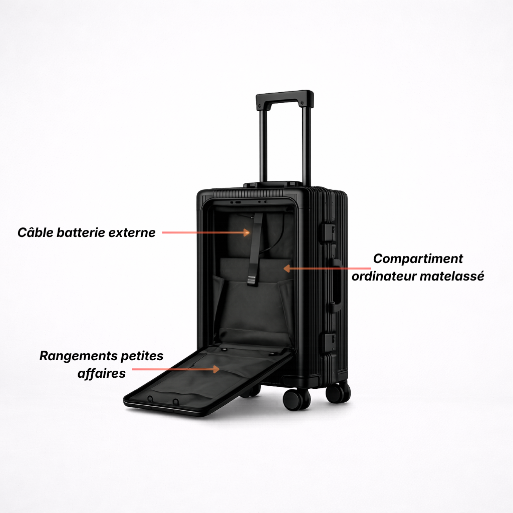 Valise Cabine Élégante en ABS avec Port USB Intégré | Design Raffiné et Pratique pour un Voyage Confortable 5