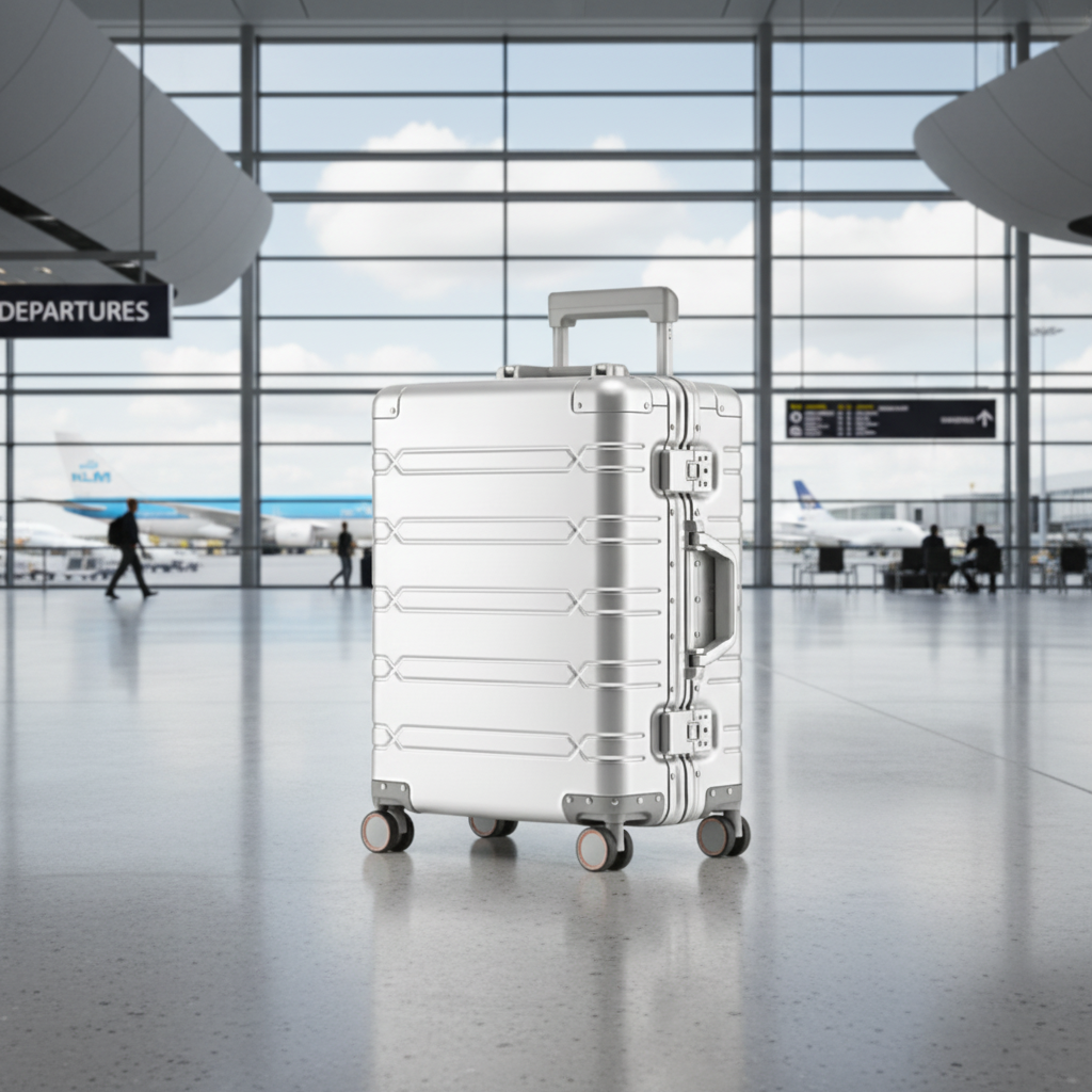 Valise Cabine en Aluminium Sablé | Élégance Durable pour Voyageurs Fréquent 0