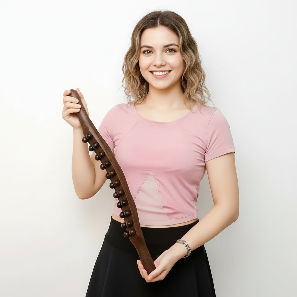 Bartwist Bâton Massage Bois Naturel 20 Billes