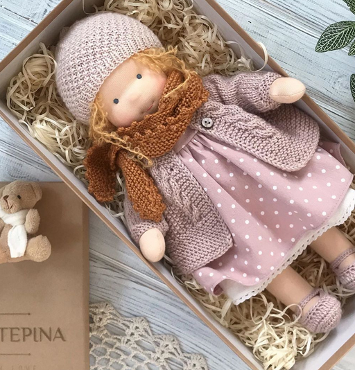 Poupée Waldorf Fait Main en Mohair et Bouclé - Poupée Elara
