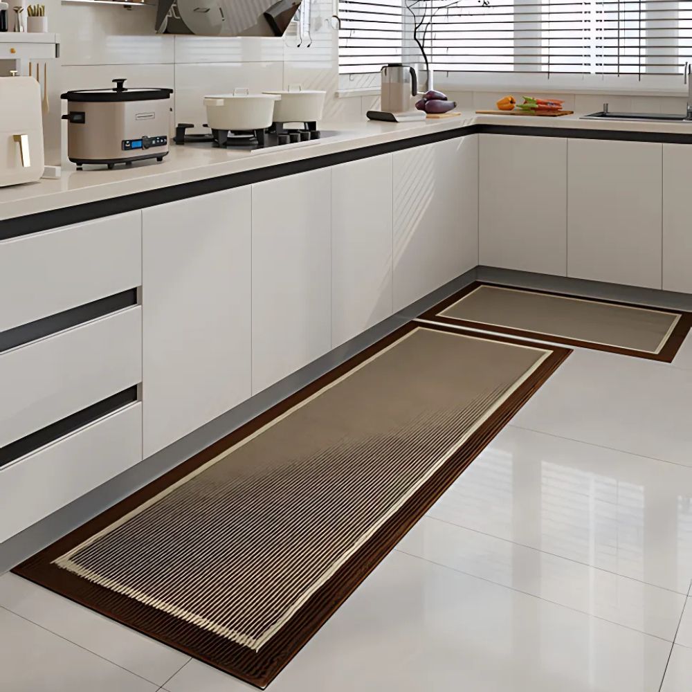 Tapis de cuisine antidérapant lavable, surface nervurée