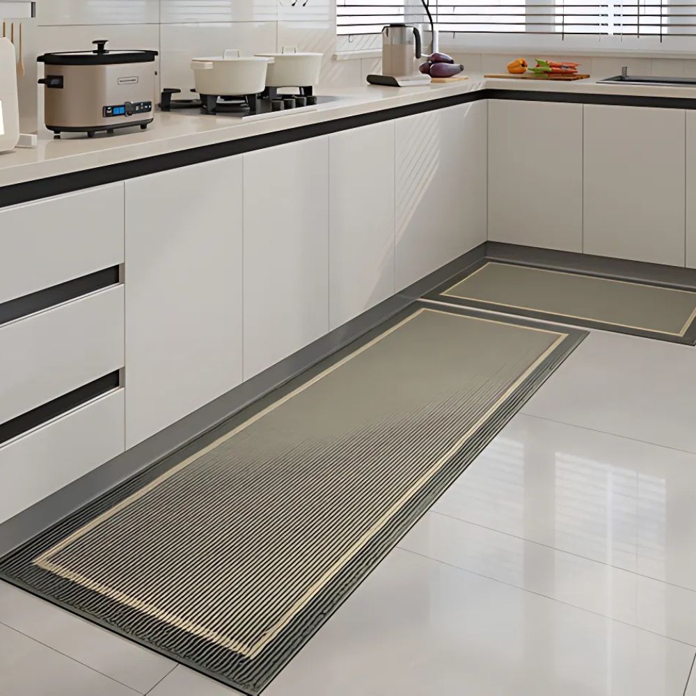 Tapis de cuisine antidérapant lavable, surface nervurée
