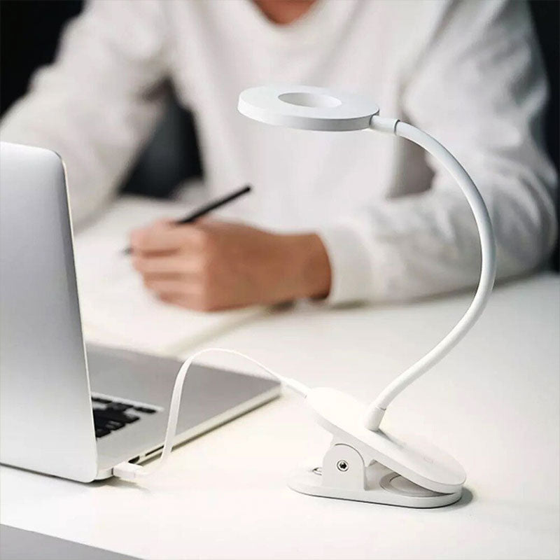 Lampe de bureau LED sans fil à pince, anneau lumineux