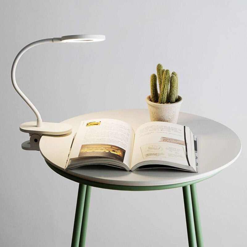 Lampe de bureau LED sans fil à pince, anneau lumineux