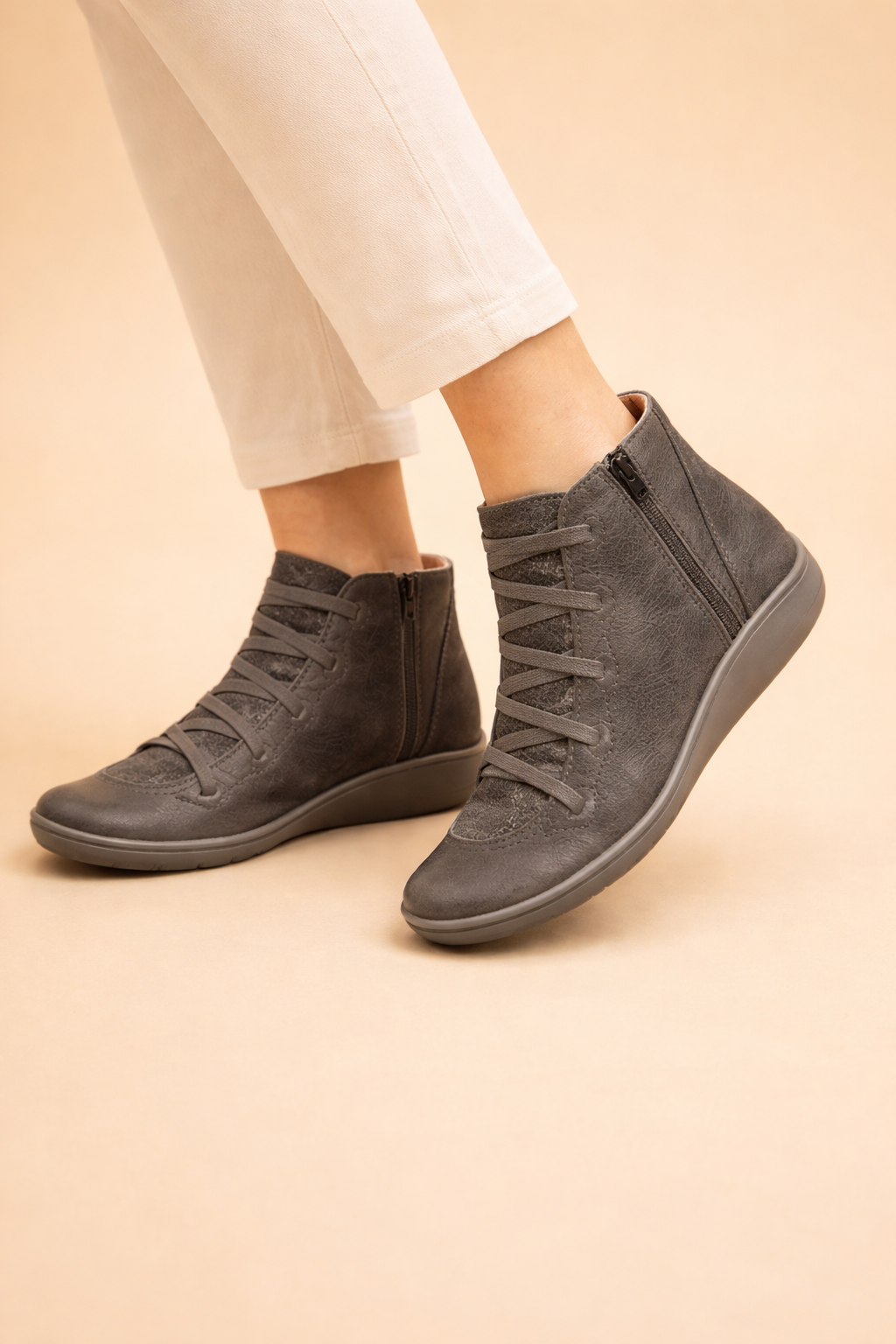 Women's Black Ankle Boots - Trendy Orthopedic Comfort Footwear for Everyday Style