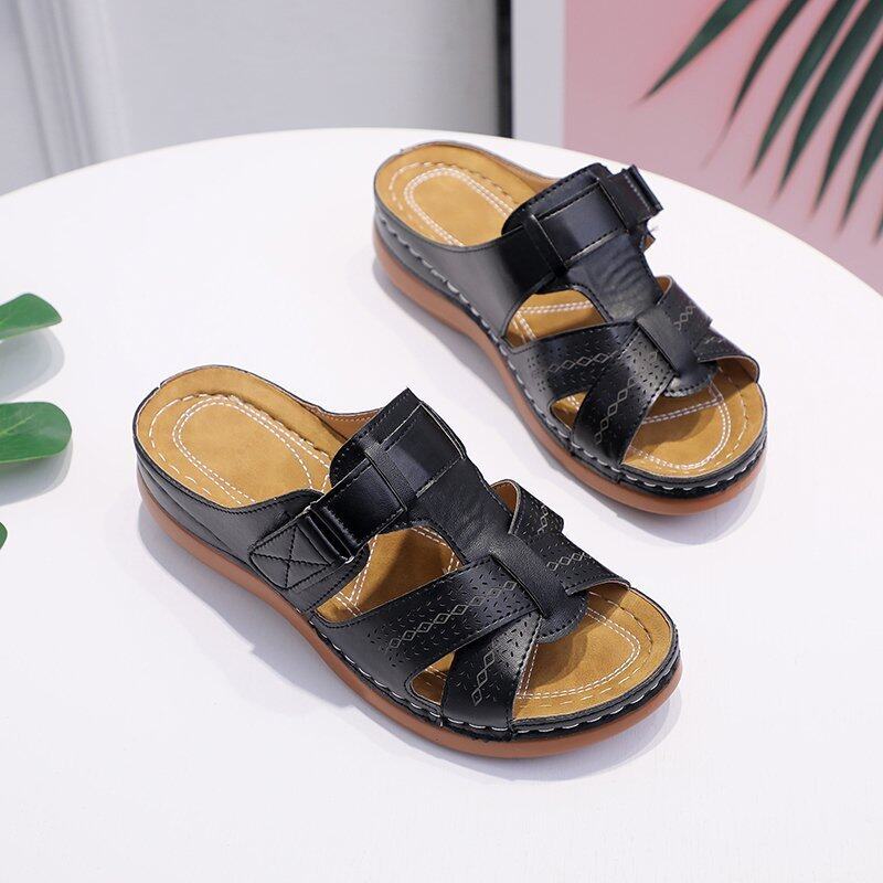 Women's Non-slip Orthopedic Leather Sandals - Luxurious Comfort and Support