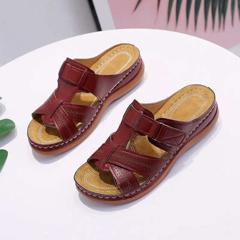 Women's Non-slip Orthopedic Leather Sandals - Luxurious Comfort and Support