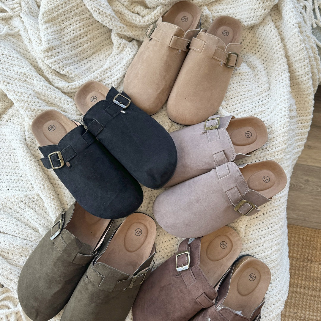 Women's Nordic Suede Clogs - Comfortable Slip-On Footwear for All-Day Wear