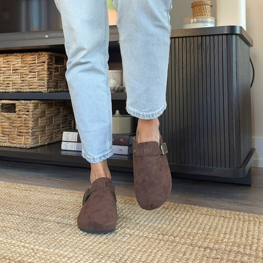 Women's Nordic Suede Clogs - Comfortable Slip-On Footwear for All-Day Wear
