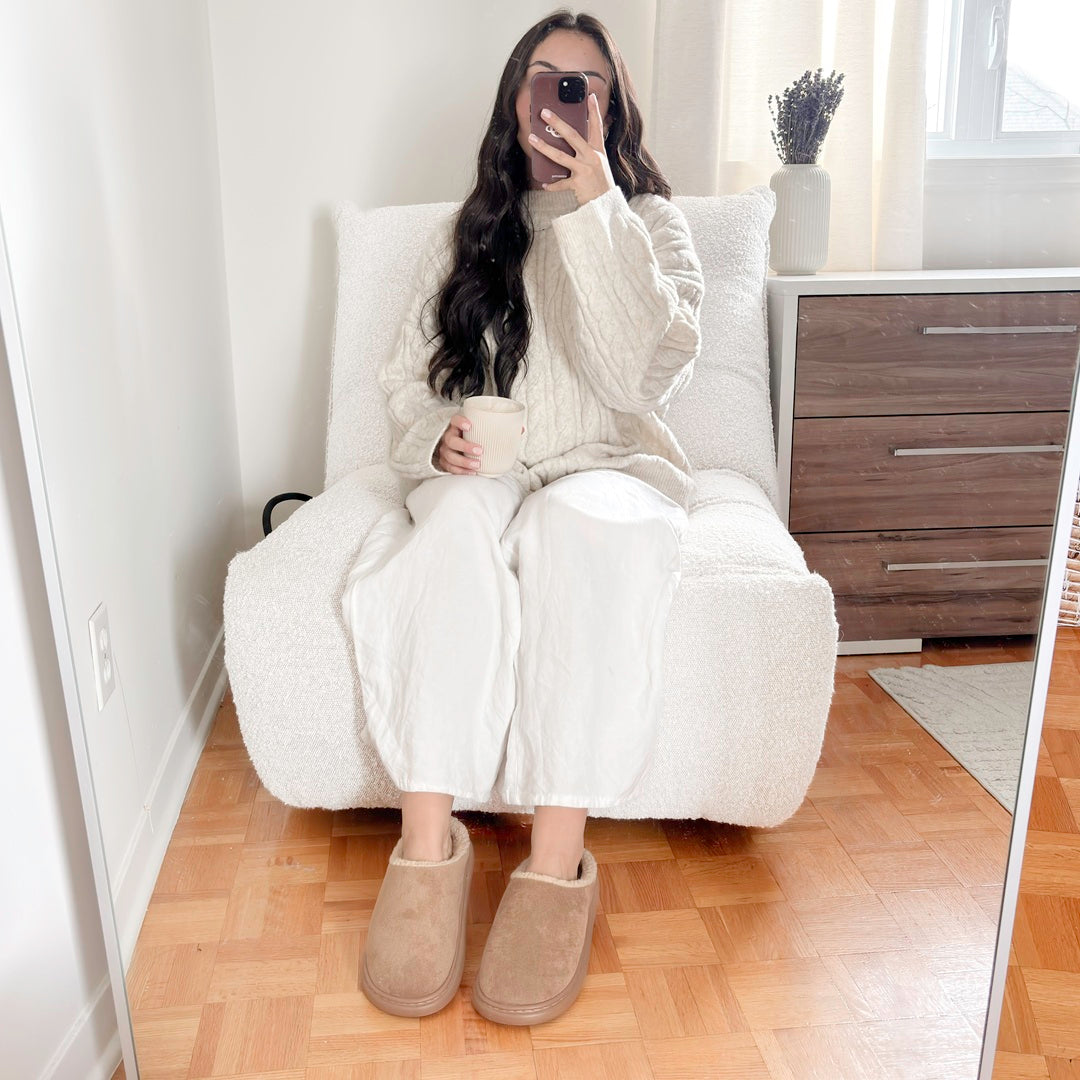 Women's Plush House Slippers - Cozy Suede-Like Footwear for All-Day Comfort