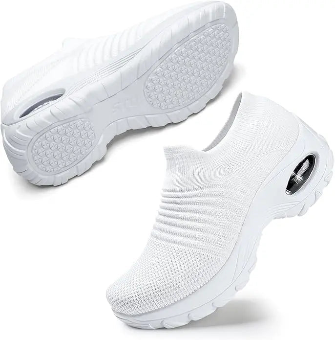 Women's Slip-On Sneakers - Comfortable Orthopedic Walking Shoes with Arch Support