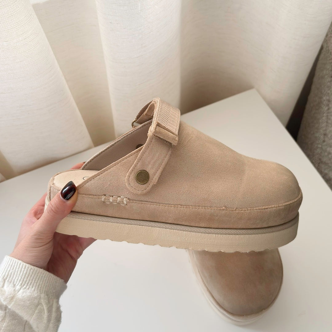Women's Suede Platform Clogs - Cozy Slip-On Footwear for All-Day Comfort and Support