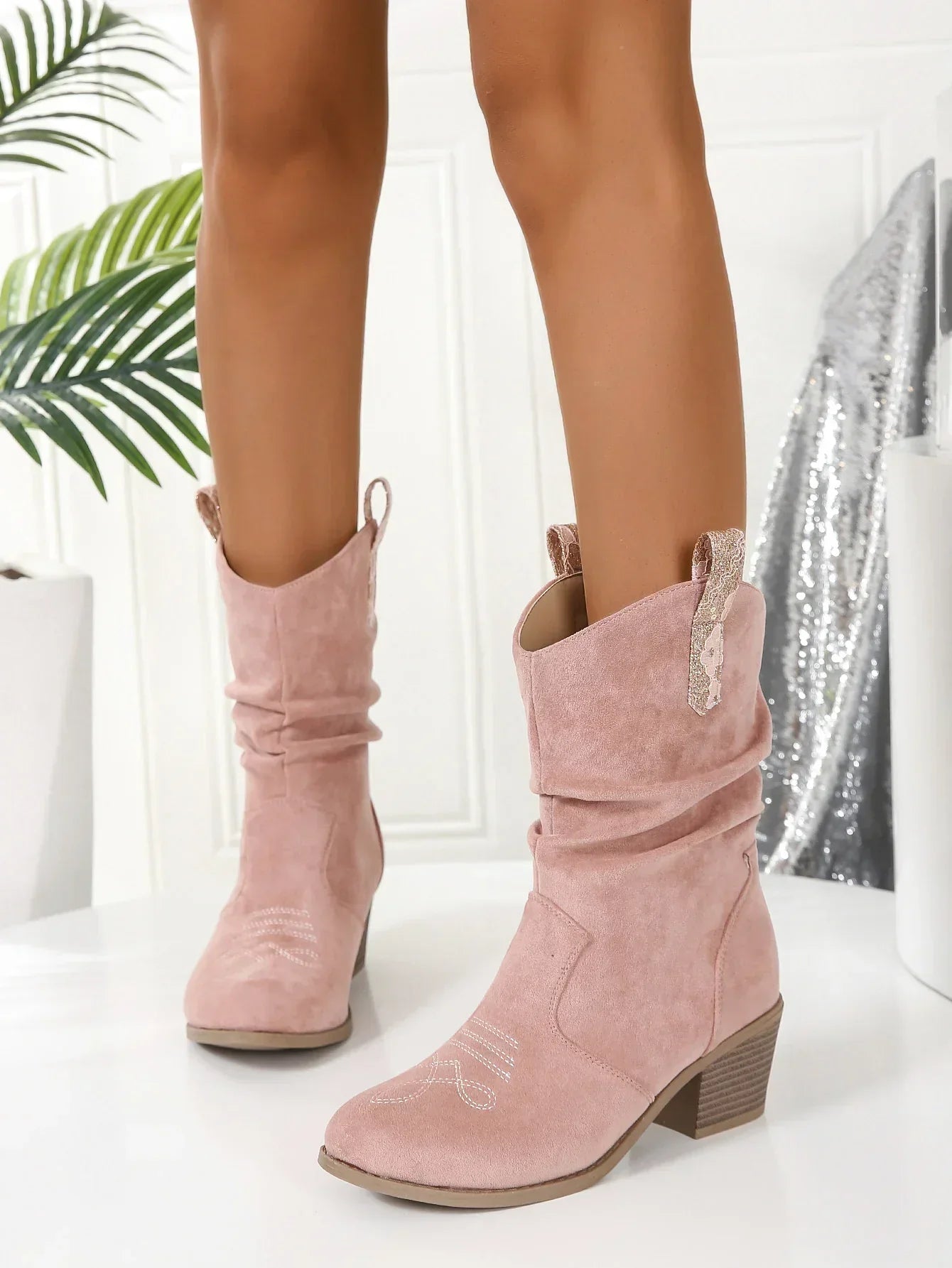 Women's Trendy Pink Boots - Stylish Slip-On Footwear for Everyday Elegance