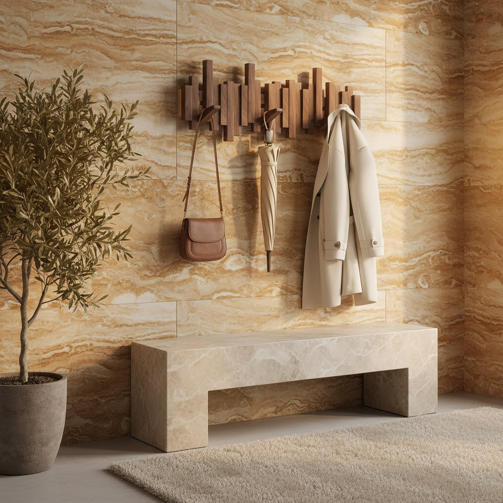 Wooden Wall Coat Rack - Magnetic Foldable Hooks 1