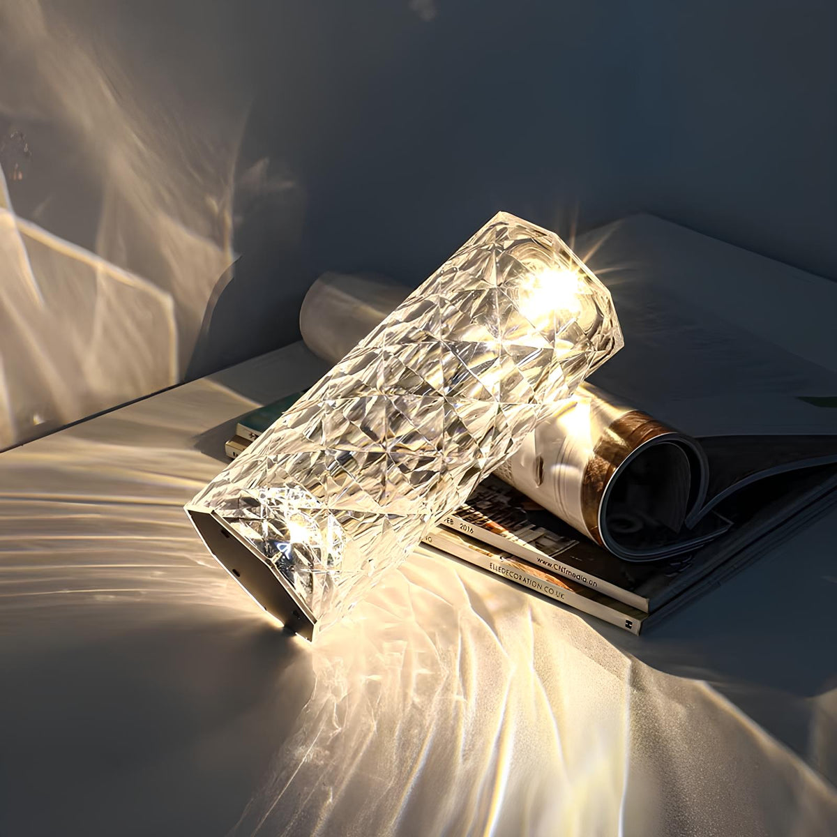 Lampe de table effet cristal, 16 couleurs, rechargeable