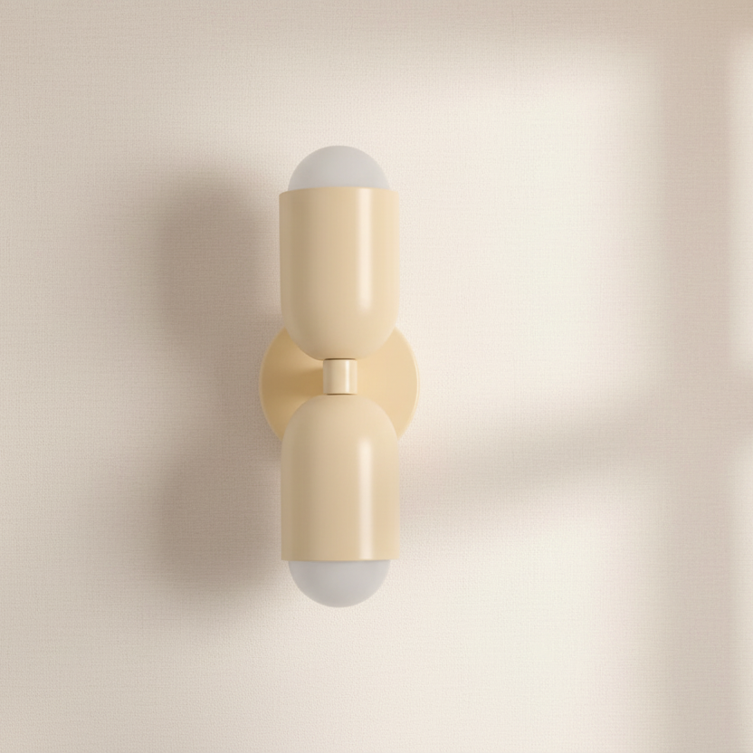 Applique murale LED ColorWave en beige sable, luminaire design à double éclairage pour un intérieur chaleureux.