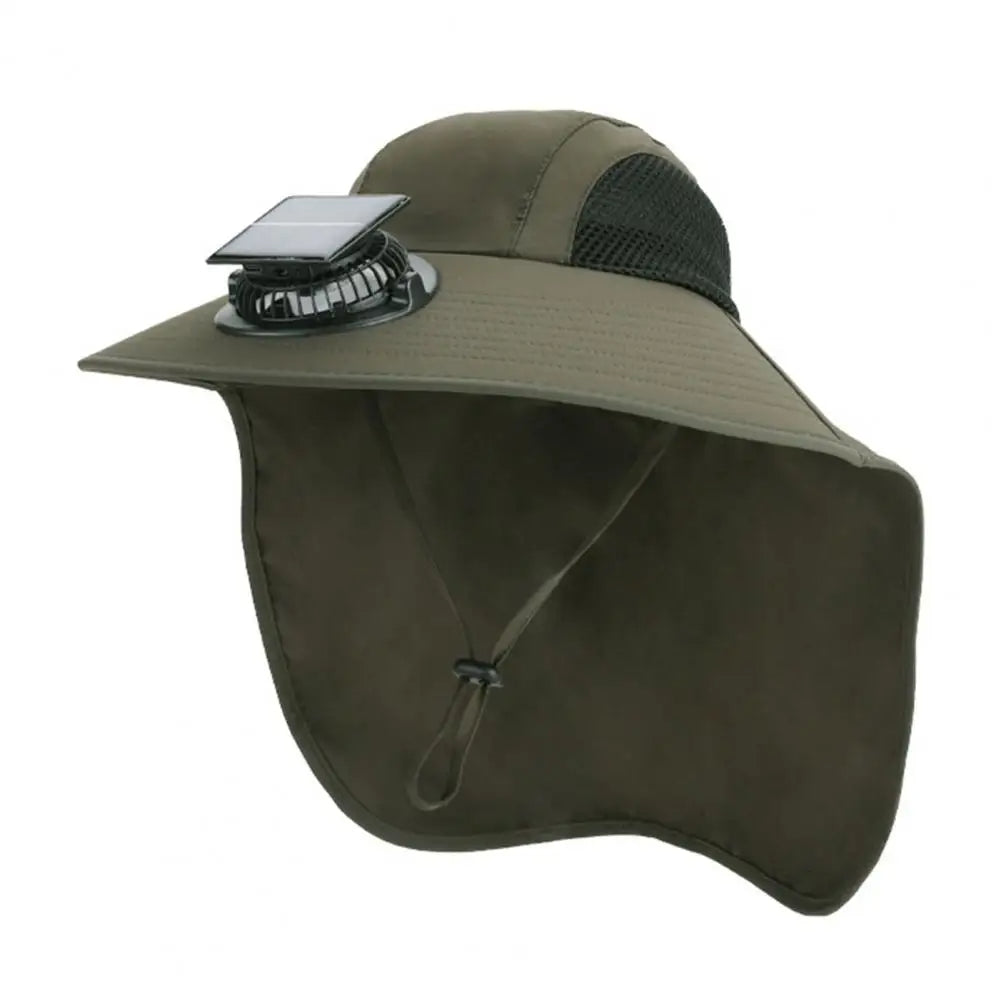 Chapeau Ventilateur Solaire Anti-UV à Large Bord