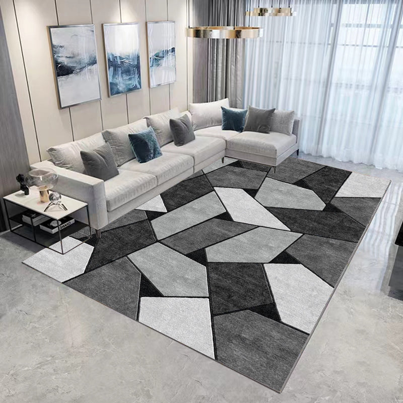 Grand tapis effet laine motif géométrique, 300 x 200