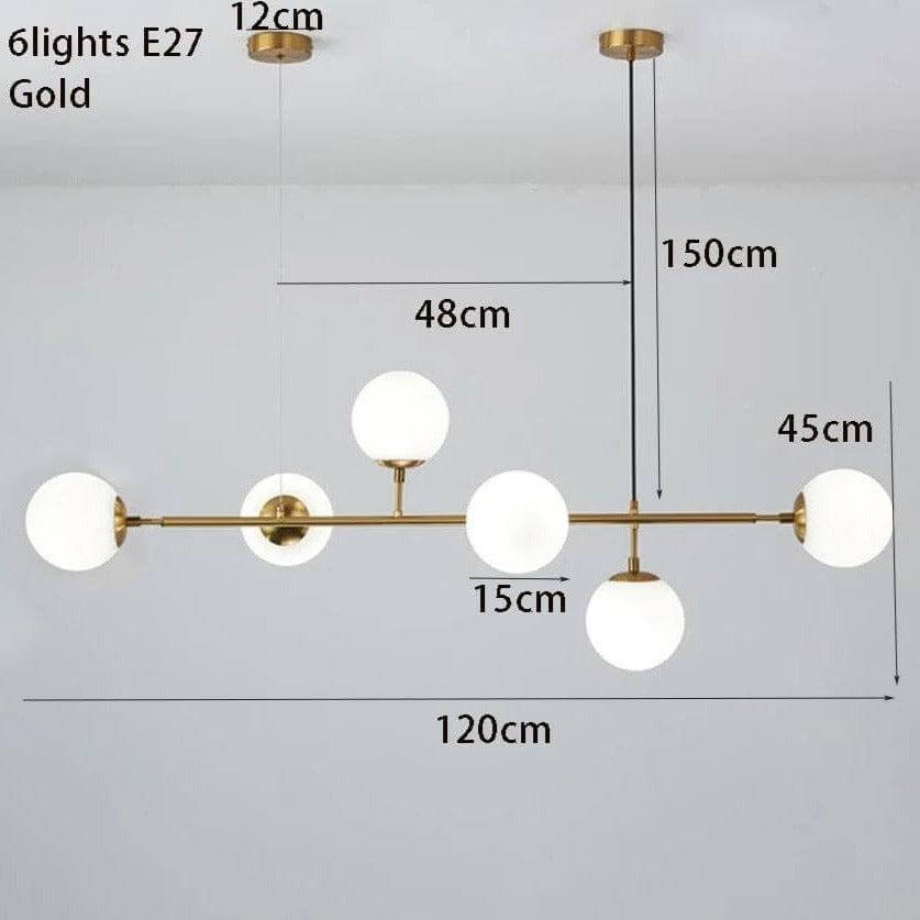 Grande suspension à globes en verre blanc dépoli