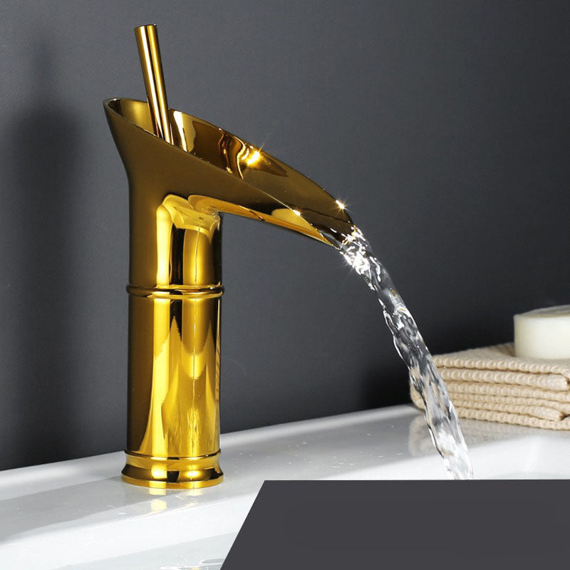Robinet de lavabo cascade en laiton massif - Gold short