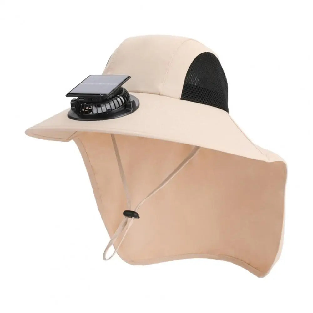 Chapeau Ventilateur Solaire Anti-UV à Large Bord