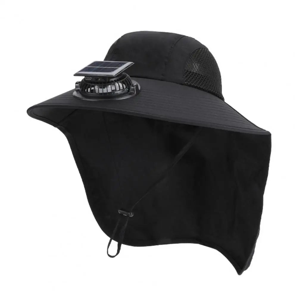 Chapeau Ventilateur Solaire Anti-UV à Large Bord