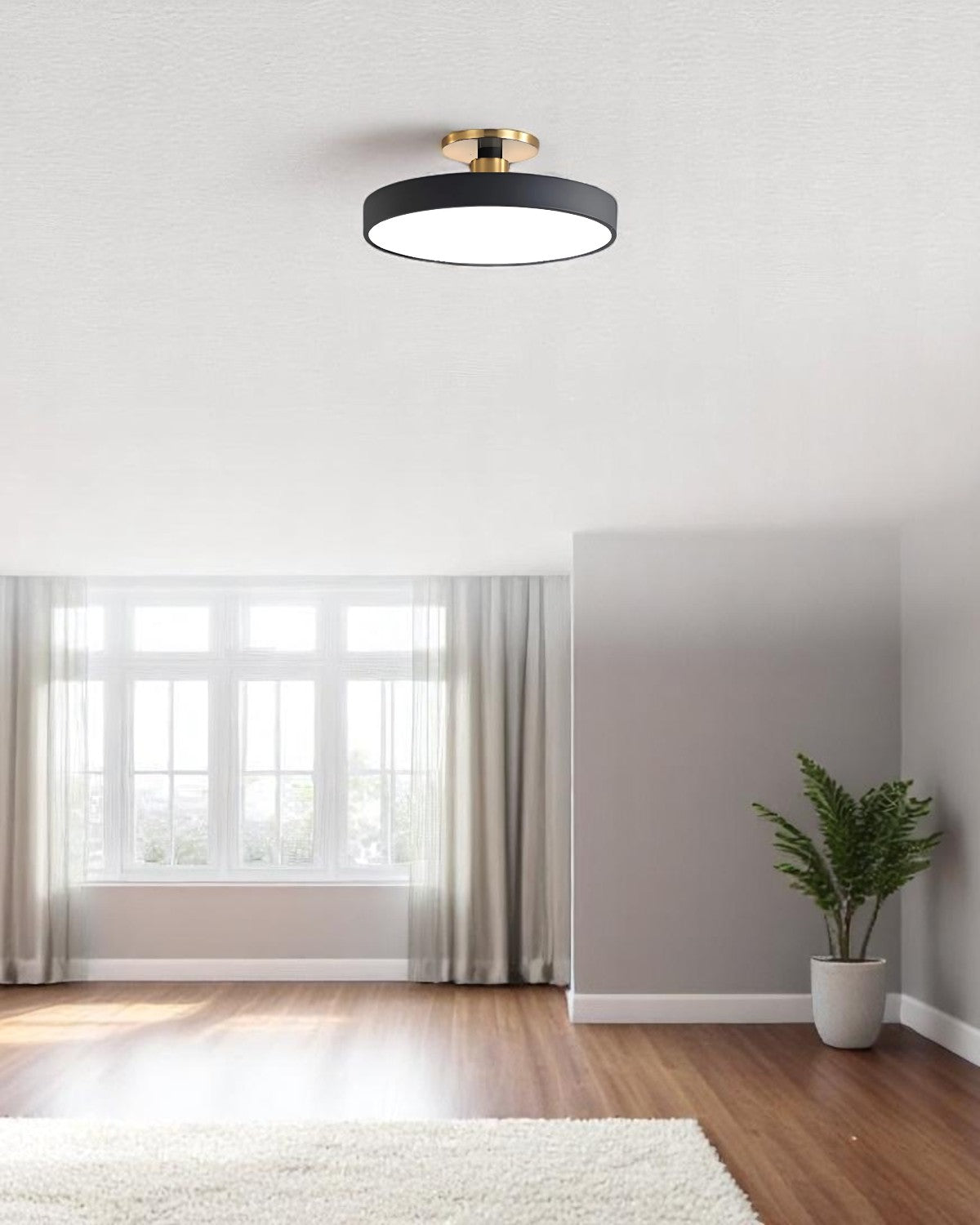 Plafonnier rond semi-encastré, diffuseur acrylique