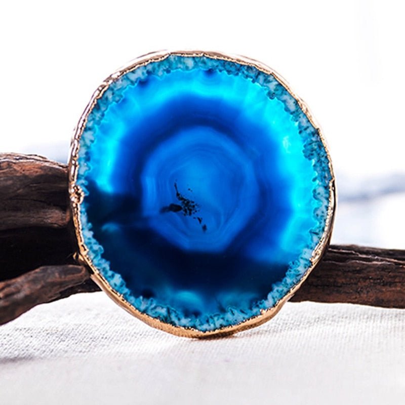 Blue Agate Coasters with Gold Edges