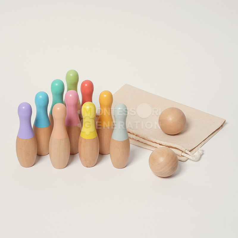 Wooden Bowling Set, 10 Pins and 2 Balls, Ages 4+