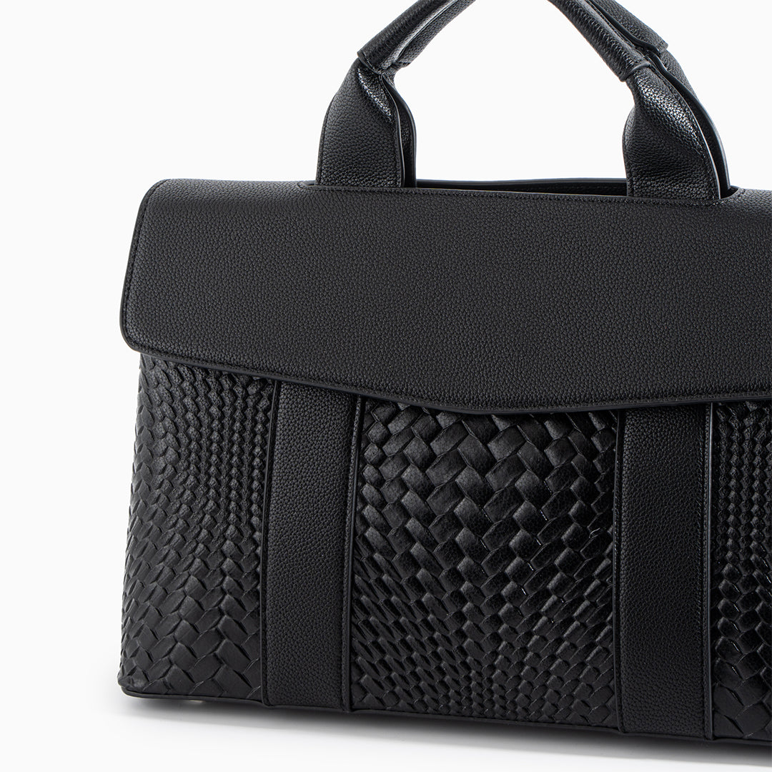 Sac cabas moyen imprimé croco noir en similicuir