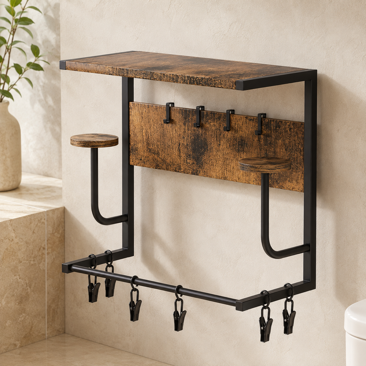 Porte-Manteau Industriel en Acacia Massif