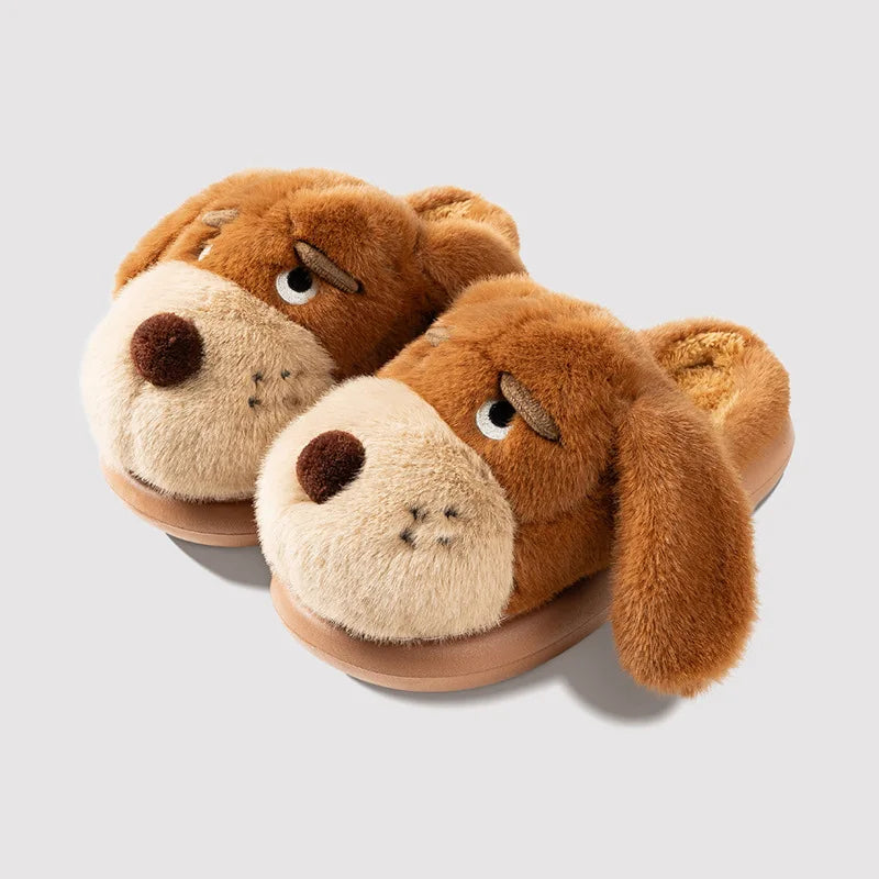 Plush Dog Slippers with Thick Cushioned Sole