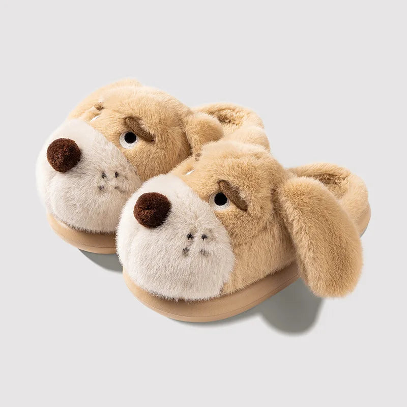 Plush Dog Slippers with Thick Cushioned Sole