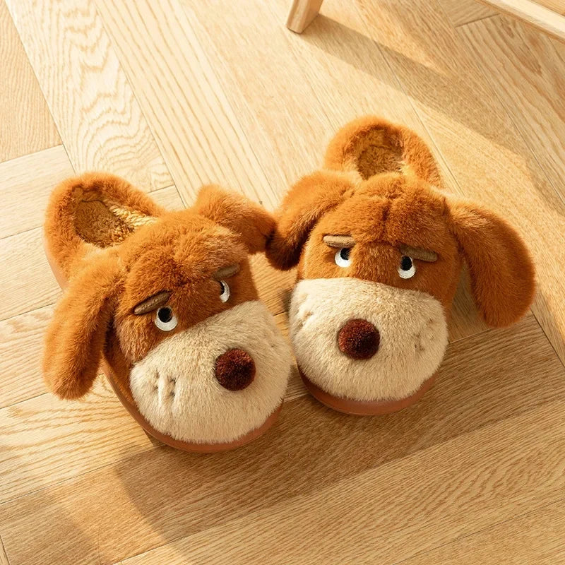 Plush Dog Slippers with Thick Cushioned Sole