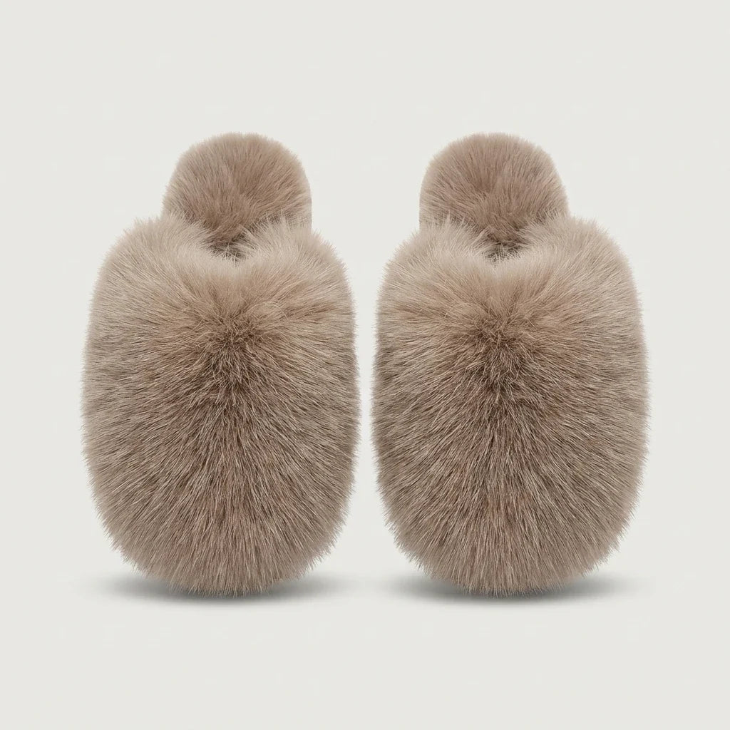 Faux Fur House Slippers with Non-Slip Sole