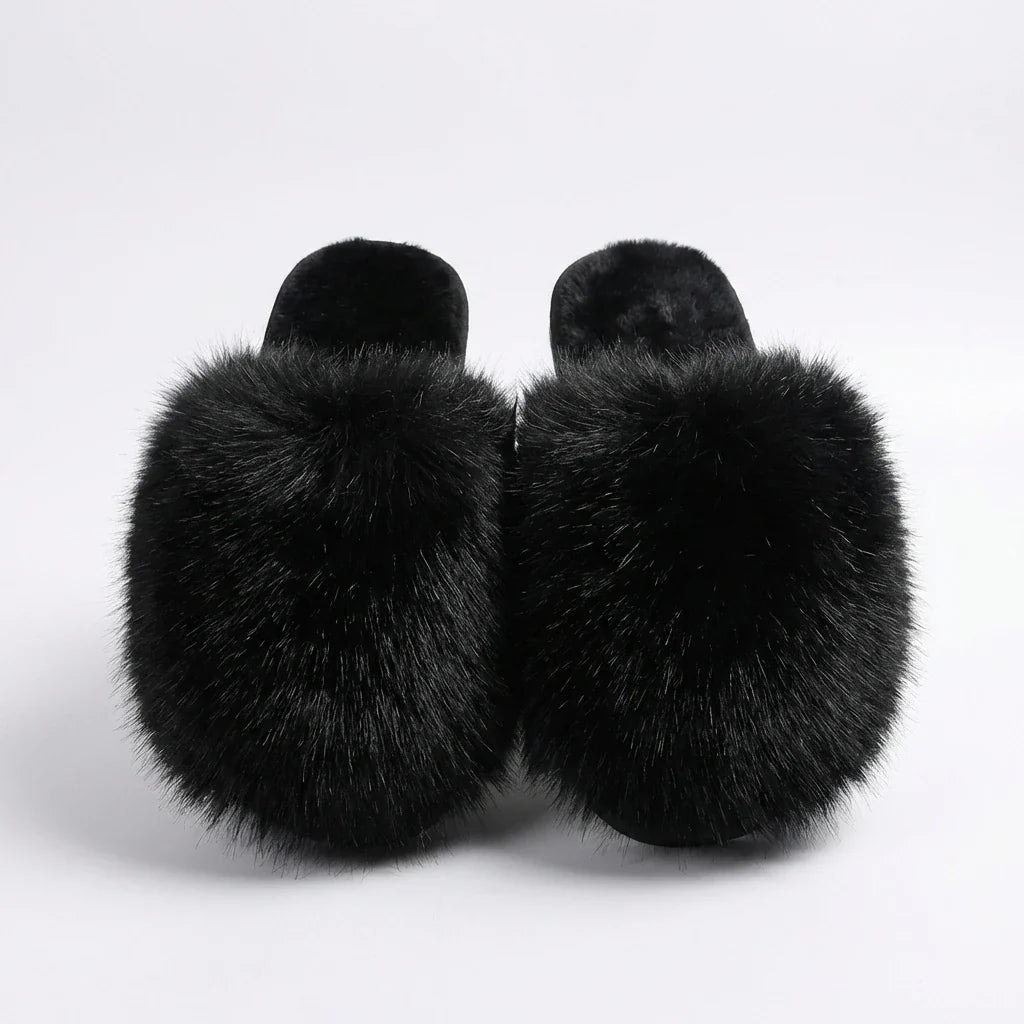 Faux Fur House Slippers with Non-Slip Sole