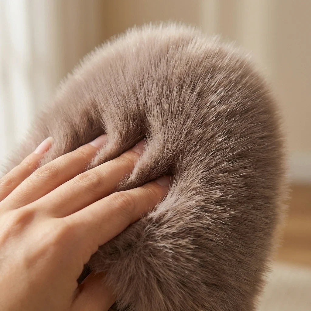Faux Fur House Slippers with Non-Slip Sole