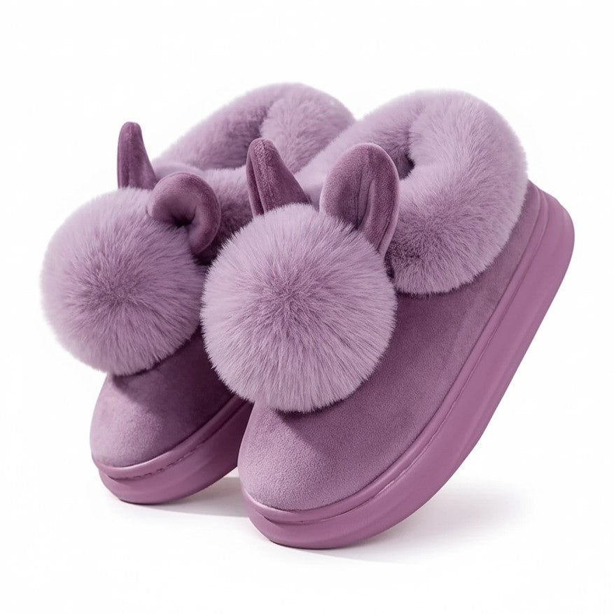 Plush Bunny Slippers, Open or Closed Heel
