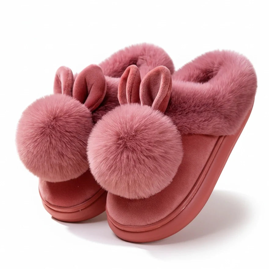 Plush Bunny Slippers, Open or Closed Heel