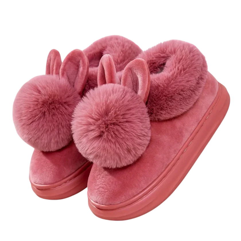 Plush Bunny Slippers, Open or Closed Heel