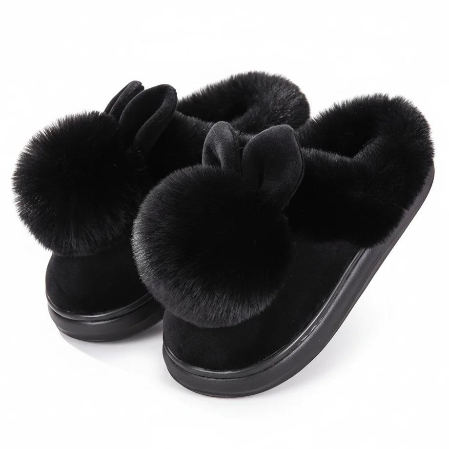 Plush Bunny Slippers, Open or Closed Heel