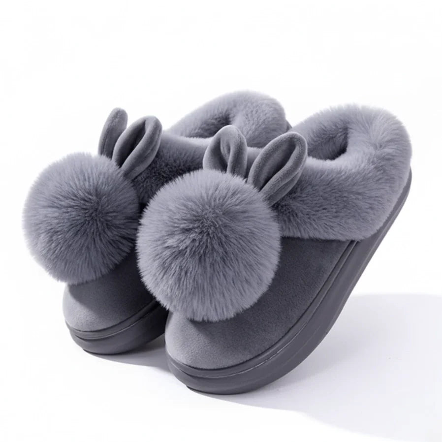 Plush Bunny Slippers, Open or Closed Heel