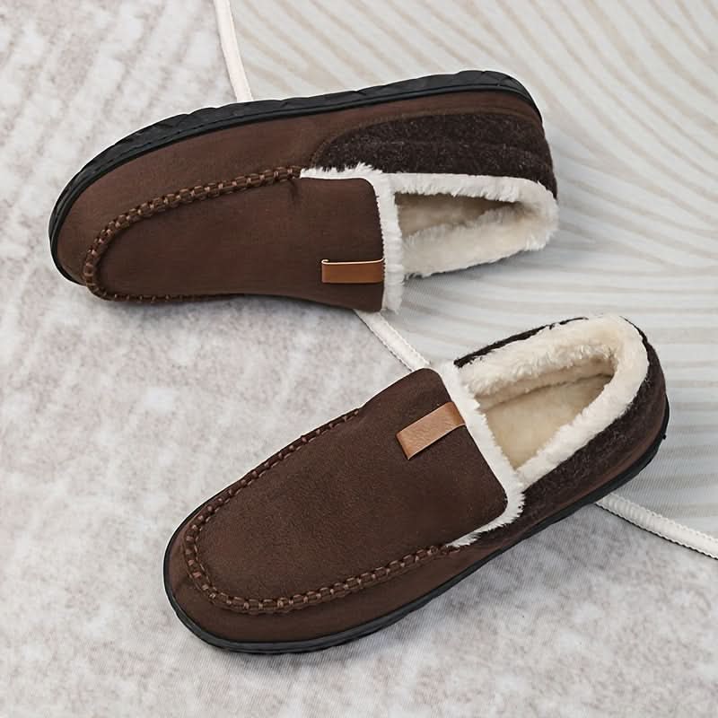 Chaussons mocassins homme en laine synthétique