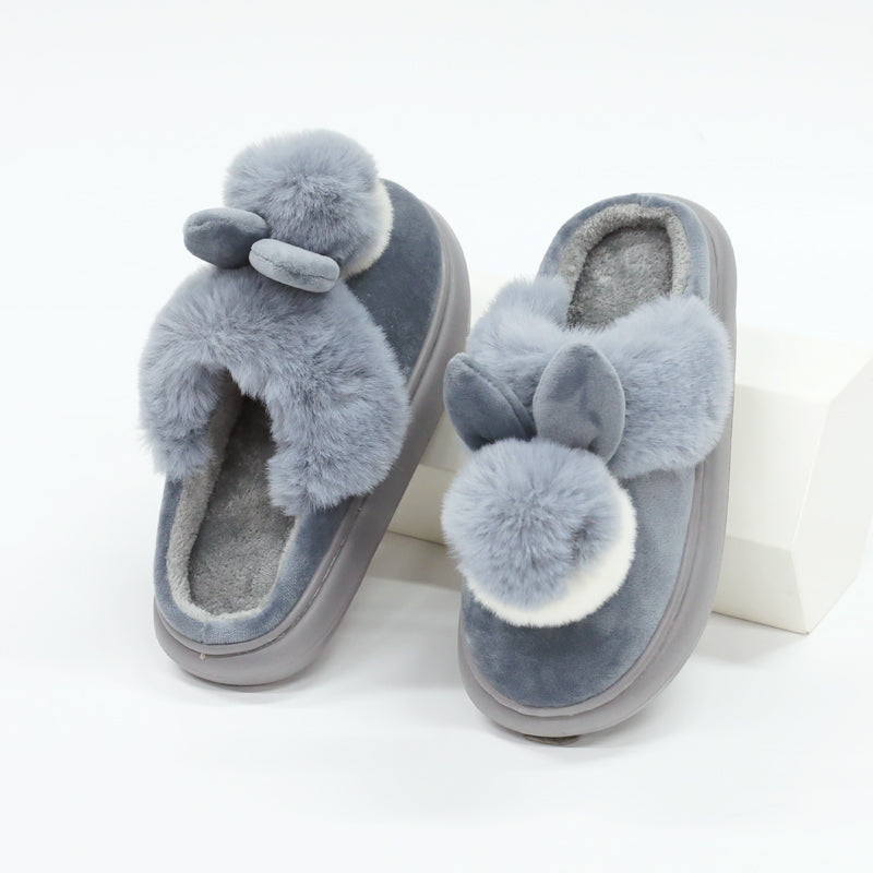 Plush Bunny Face Slippers, Lightweight Sole